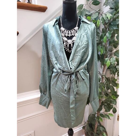 Fashion Nova "You Better Work" Green Polyester Long Sleeve Knee Length Size XL - Picture 1 of 14